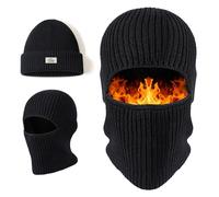 TAGVO Pasamontañas para Motocicleta Invierno, Transpirable Térmica Cortaviento Máscara Esquí & Gorro Beanie, Multiusos Máscara de Punto elástico Balaclava Ski Mask para Bicicleta Esquiar Corriendo