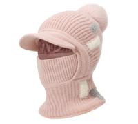 TAGVO Sombrero con ala para Mujer Invierno, 3 en 1 Multifunción Gorro de Punto Cálido Elástico Transpirable con Forro Polar, Balaclava Pasamontañas con Cuello para Esquí Senderismo Correr Ciclismo
