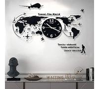 TAHALI Reloj de Pared Moderno Decorado para Sala de Estar, Mapa del Mundo acrílico 3D con Juego de Relojes, Relojes de Pared del Mundo, decoración de Pared, Arte de Pared,120 * 58