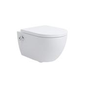 Taharet - Inodoro de ducha sin borde con purgador tornado, válvula mezcladora termostática, conexión de agua caliente y fría, asiento de cierre suave, nano-revestimiento, colección Soho