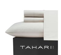 Tahari Home - Sábanas, Ropa de Cama Suave de 6 Piezas con Fundas de Almohada a Juego, Juego de Cama de Microfibra Resistente a Las Arrugas, decoración de habitación en Relieve (Vines Birch Beige,