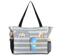 TAHAVICE Bolsas de playa para mujer, bolsas de playa grandes impermeables con cremallera, bolsa de piscina para viajes, vacaciones, Verde y blanco, Talla única