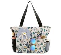 TAHAVICE Bolsas de playa para mujer, bolsas de playa grandes impermeables con cremallera, bolsa de piscina para viajes, vacaciones,Flor pequeña, Talla única