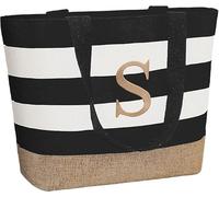 TAHAVICE Initial Canvas Tote Bag, Bolsas personalizadas para mujeres como regalo, Bolsa de playa para boda, cumpleaños, regalos personalizados para mujeres, mamá, profesoras, amigas, damas de honor, S