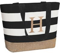TAHAVICE Initial Canvas Tote Bag, Bolsas personalizadas para mujeres como regalo, Bolsa de playa para boda, cumpleaños, regalos personalizados para mujeres, mamá, profesoras, amigas, damas de honor, H