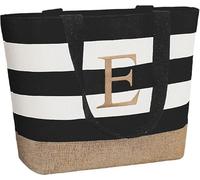 TAHAVICE Initial Canvas Tote Bag, Bolsas personalizadas para mujeres como regalo, Bolsa de playa para boda, cumpleaños, regalos personalizados para mujeres, mamá, profesoras, amigas, damas de honor, E