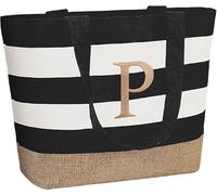 TAHAVICE Initial Canvas Tote Bag, Bolsas personalizadas para mujeres como regalo, Bolsa de playa para boda, cumpleaños, regalos personalizados para mujeres, mamá, profesoras, amigas, damas de honor, P