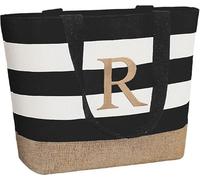 TAHAVICE Initial Canvas Tote Bag, Bolsas personalizadas para mujeres como regalo, Bolsa de playa para boda, cumpleaños, regalos personalizados para mujeres, mamá, profesoras, amigas, damas de honor, R