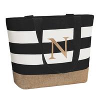 TAHAVICE Initial Canvas Tote Bag, Bolsas personalizadas para mujeres como regalo, Bolsa de playa para boda, cumpleaños, regalos personalizados para mujeres, mamá, profesoras, amigas, damas de honor, N