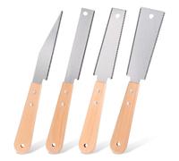 Tahbarshi 4 sierras japonesas de mano pequeñas, sierra de corte empotrado, sierras de doble filo, herramientas de carpintería con mango de madera de dientes finos para bricolaje, fabricación de