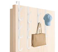 Tahbarshi Percha para colgar sobre la puerta, 4 piezas x 5 ganchos para colgar abrigos de puerta, de acero inoxidable para dormitorio, ropa, toallas, sombreros, bolsas (blanco, 2,2 cm)