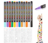 Tahbarshi Tatuajes temporales, 12 colores tatuajes bolígrafos amigables con la piel para niños y adultos con 50 plantillas de tatuaje grandes, reutilizables tatuajes temporales