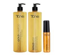 Tahe Pack Botanic Gold XXL: Champú 1000 Ml. + Mascarilla 1000 Ml. + Sérum Keratin Gold Con Oro Líquido 30 Ml.