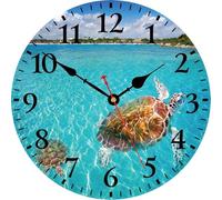 TAHEAT 30 cm Tortuga Reloj de Pared, Redondo Silencioso Relojes, Moderno Lindo Animales de Madera Reloj de Pared para Cocina/Bano/Dormitorio