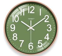 TAHEAT Reloj de Pared, 30 cm, Moderno, Verde y Dorado, Funciona con Pilas, sin Ruido de tictac, para salón, Cocina, Oficina, Dormitorio, Escuela