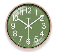 TAHEAT Reloj de Pared Verde, pequeño 20 cm, Moderno, silencioso, sin tictac, silencioso, de Cuarzo, para salón, Dormitorio, Oficina, Cocina