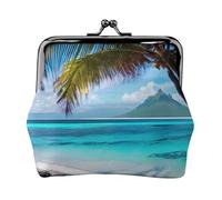 Tahiti Beach - Cartera de piel sintética de microfibra estampada con cierre de beso para organizar el cambio de llaves del lápiz labial