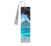 Tahiti Beach - Juego de marcapáginas de madera con borlas, 5 piezas, suministros de estudio únicos, regalos para lectores