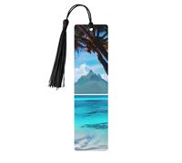 Tahiti Beach - Juego de marcapáginas de madera con borlas, 5 piezas, suministros de estudio únicos, regalos para lectores