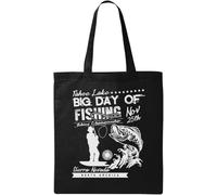 Tahoe Lake Big Day of Fishing Siera Nevada - Bolsa de algodón ecológico natural, color negro, Black, Talla única