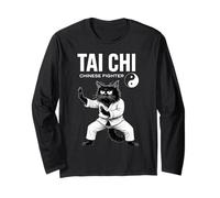Tai Chi Artes Marciales Gato Yin Yang Mainecoon Funny Cats Manga Larga