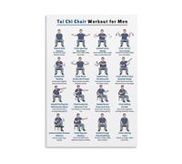 Tai Chi Chair Workouts for Men Poster, Exercise Chart Wall Decor for Home Office, Man Cave, Gym(Unframed,16X24inch(40X60cm))