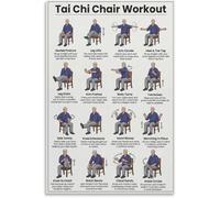Tai Chi Chair Workouts Poster Seated Exercise Routine Wall Art Canvas Print for Living Room Bedroom Decor(Framed,12x18inch(30x45cm))