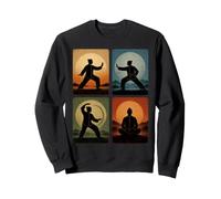 Tai Chi Collage Retro Atardecer Bienestar Espiritual Artes Marciales Sudadera