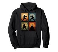 Tai Chi Collage Retro Atardecer Bienestar Espiritual Artes Marciales Sudadera con Capucha