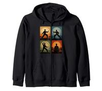 Tai Chi Collage Retro Atardecer Bienestar Espiritual Artes Marciales Sudadera con Capucha