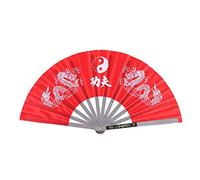 Tai Chi Fan, Fan de Kung Fu de Artes Marciales de China Abanico de Acero Inoxidable Abanico de Tai Chi Portátil Escrito Kung Fu Equipo de Entrenamiento de Kung Fu de Estilo Chino(Rojo)