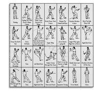 Tai Chi for Beginners 24 Step Poster, Chinese Internal Martial Arts Instructional Chart, Canvas Wall Decor for Home, Gym, Meditation Space(Unframed,16x24inch(40x60cm))