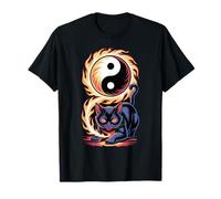 Tai Chi Gato Yin Yang Fuego Espíritu Gato Arte Estético Oscuro Camiseta
