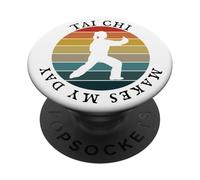 Tai Chi Hace Mi Día, Mujer Retro Vintage 80s Yin Yang PopSockets PopGrip Adhesivo