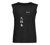 Tai Chi Martial Arts Mens Black Sleeveless T-Shirt Graphic Tee Printed Unisex Vest Tank Tops Shirt, Negro , XL
