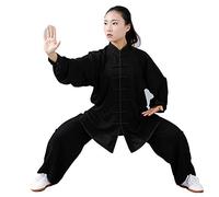 Tai Chi Ropa Mujeres, Hombres Unisex Manga Larga Transpirable Camisa de Artes Marciales Wu Shu Wing Chun Shao Lin Performance No se Desvanece Disfraces,White1-XXX-Large (WH (Black 3XL)