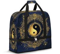 Tai Chi Yin Yang - Bolsa de viaje para mujeres y hombres, bolsa de viaje para fin de semana, plegable, húmeda, separada, 47 L, bolsa de mano para deportes, gimnasio, yoga, color, 47 L, Organizador de