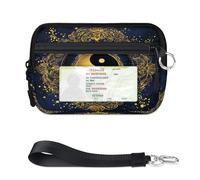 Tai Chi Yin Yang - Mini tarjetero con cremallera para mujeres y hombres, con ventana de identificación, portátil, ligero, pequeño monedero con cremallera, organizador de tarjetas de monedas