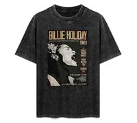 TAI DU Billie Holiday Retro Style Concert Men's T-Shirt Black Unisex Mens Tees L