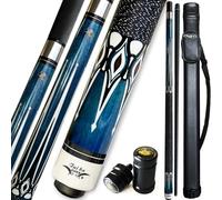 TaiBA Palo de Billar de 2 Piezas con Estuche 1x1, Punta de 13mm, 147cm, Madera Dura de Arce Canadiense Profesional Palo de Taco de Billar 19-20 Oz (Seleccionable)-Azul, Negro, Rojo, Gris, Verde