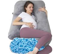TaiBest Almohada de embarazo de cuerpo completo en forma de U con funda extraíble para mujeres de maternidad, almohadas de embarazo para dormir, apoyo para espalda, piernas, vientre, almohada de