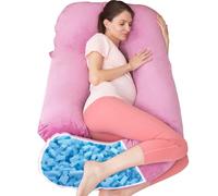 TaiBest Almohada de embarazo de espuma viscoelástica triturada para dormir, almohada de maternidad para mujeres embarazadas, soporte abdominal, almohada U de cuerpo completo (espuma viscoelástica