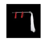 Taichi Buddhist Taoist Fuchen Horsetail Whisk with Handle - Traditional Martial Arts Tail Prop for Stage Plays & Performances