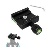 Taicols Abrazadera de trípode compatible con Arca Swiss de 50 mm, con nivel de burbuja, abrazadera de liberación rápida QR-50N, adaptador de 1/4" 3/8"