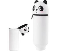 Taicols Estuche de lápices 2 en 1 para lápices, portabolígrafos, estuche de lápices, de silicona, estuche de lápices retráctil, para escuela de oficina, Panda Blush Modelo, Bolso de la pluma