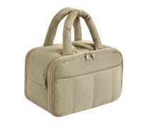 Taidda Bolsa de Cosméticos Bolsa de Aseo Acolchada Ligera con Asas para Viajes, Gimnasio, Viajes de Negocios, Organización del Hogar, Estuche de Maquillaje de Poliéster para Hombres y (Bronceado