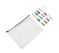 Taidda Bolsa de Cosméticos de Sublimación, Conjunto en Blanco, Bolsa de Transferencia Térmica Duradera, Kit para Amantes del Bricolaje, Llavero de Lona, borla, Regalo para Manualidades del Hogar