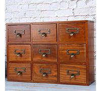 Taidda Caja de Almacenamiento de Escritorio de Madera Vintage, Exquisito Cajón Vintage con Rejilla Divisoria para Sala de Estudio y Sala de Estar, 3 Cajones de Madera (5042-01-(Nueve sorteos)-Color