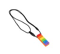 Taidda Collar Colgante Impermeable con Forma de Bloque de Construcción de Mordedor de Silicona para Autismo y TDAH, Azul (Mordedor de bloques de construcción arcoíris #14)