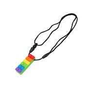 Taidda Collar Colgante Impermeable con Forma de Bloque de Construcción de Mordedor de Silicona para Autismo y TDAH, Azul (Mordedor de bloques de construcción arcoíris #12)